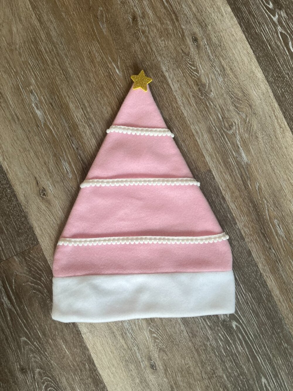 Pink Tiered Christmas Tree Hat with Sparkly Star